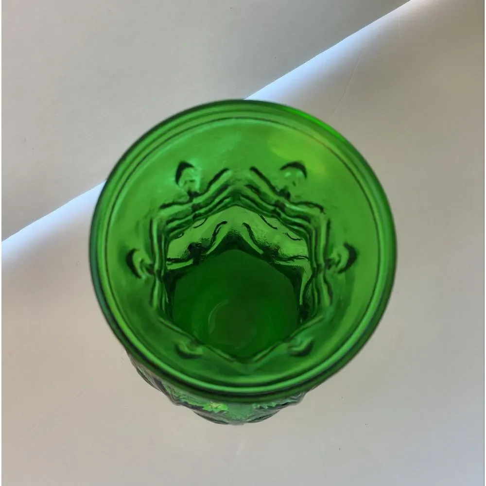 Vintage FTD Green Depression Glass Vase